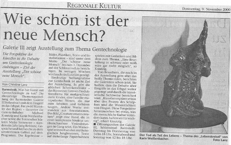 09.11.2000 Wie schön ist der neue Mensch? Christine Lanz, Pinneberger Tageblatt Wie schön ist der neue Mensch?