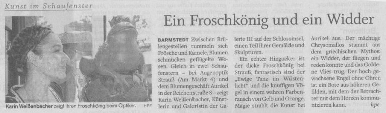 12.08.2011 Ein Froschkönig und ein Widder Helga Pergande, Barmstedter Zeitung Ein Froschkönig und ein Widder