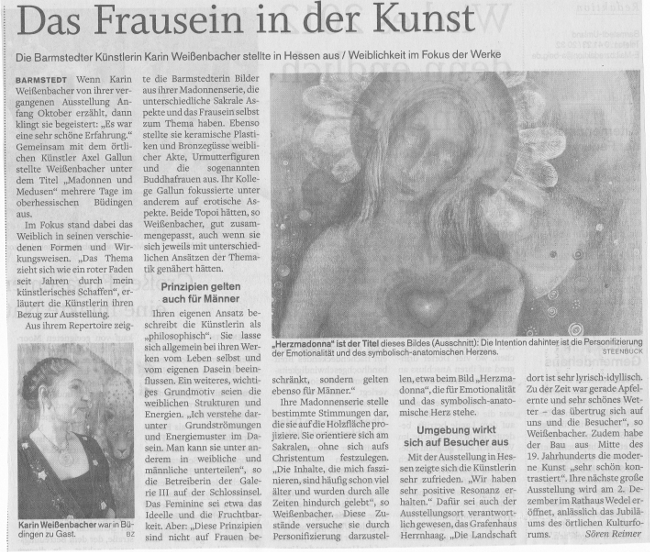 20.10.2010 Das Frausein in der Kunst Sören Reimer, Barmstedter Zeitung Das Frausein in der Kunst